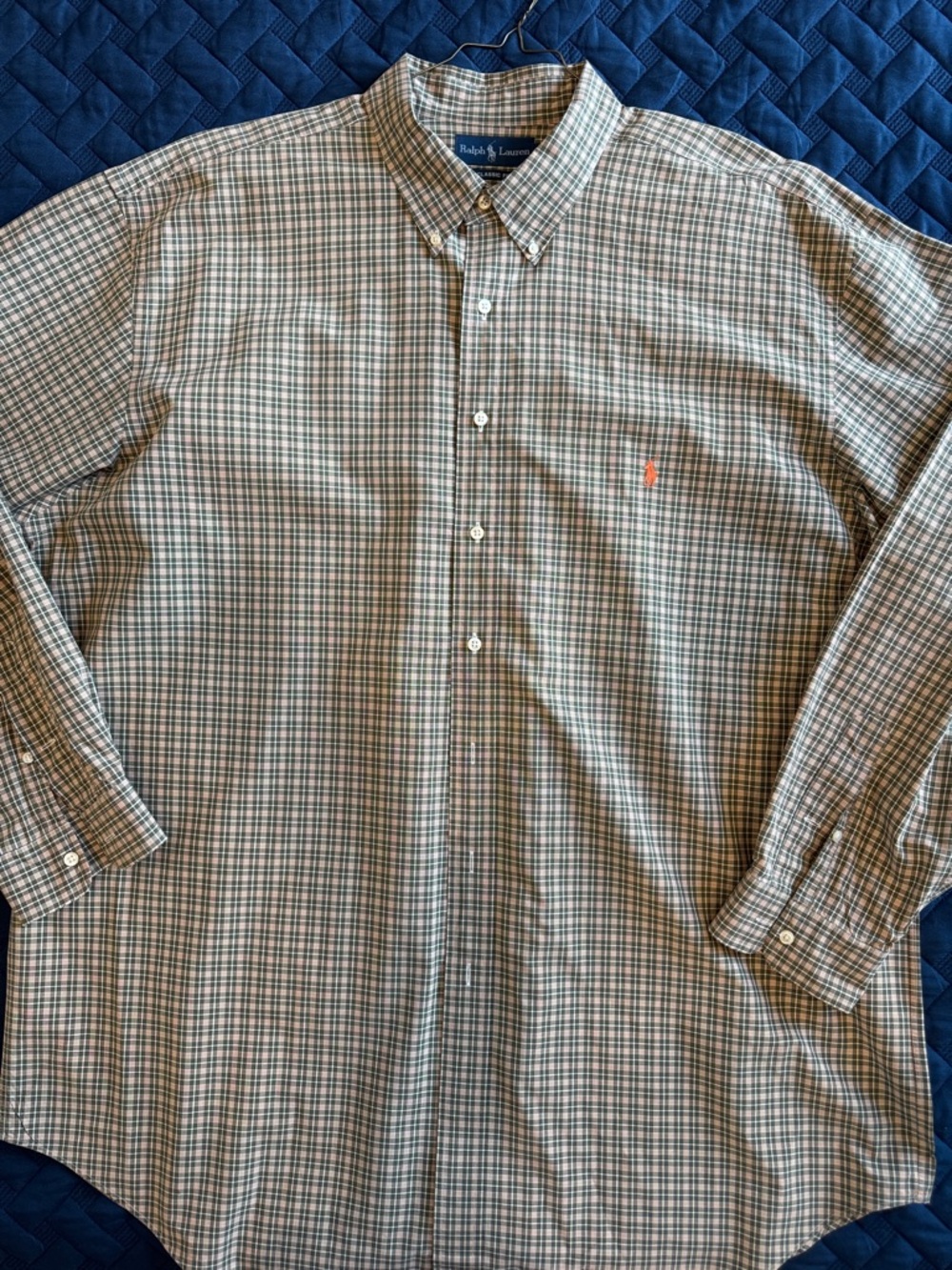 Ralph Lauren Tan and Green Plaid Long-Sleeve Button-Down Shirt